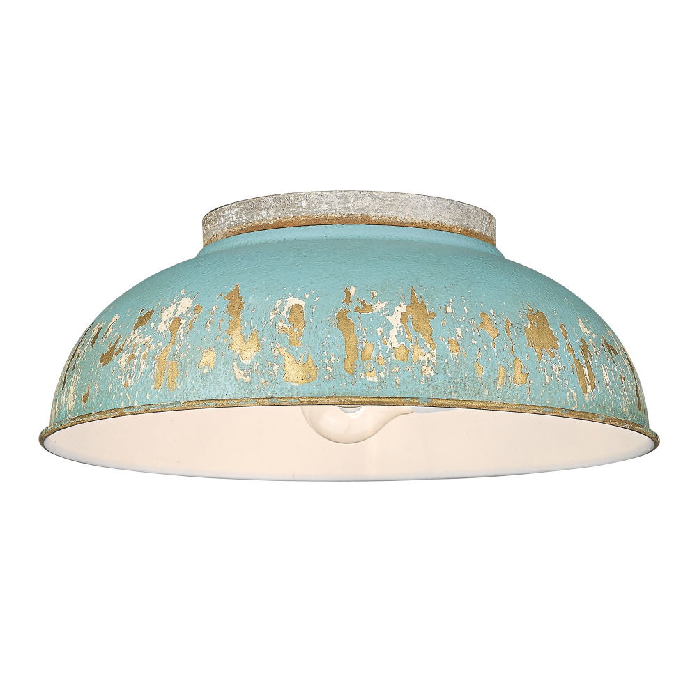 Golden Lighting Kinsley 2-light Flush Mount in Antique Teal shade